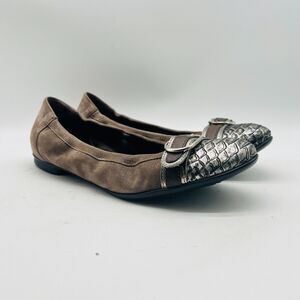 AGL Womens 39 US 9 Brown Suede Ballet Flats Shoes Casual Monika Buckle Slip On